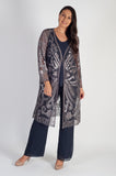Pewter Satin Trim Chiffon Trouser