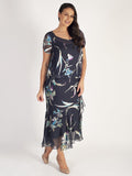 Pewter Turquoise/Lime Iris Floral Print Devoree Dress - Promotion Until 8th May 2024