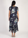 Pewter Turquoise/Lime Iris Floral Print Devoree Dress