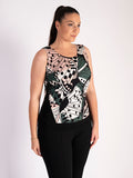 Blush/Ivory/Green Butterfly Print Jersey Camisole with Contrast Trim