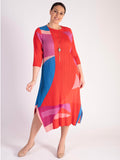 Strawberry/Multi Cosmopolitan Plisse Pleat Dress