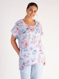 Baby Blue Flower Print Linen Tunic