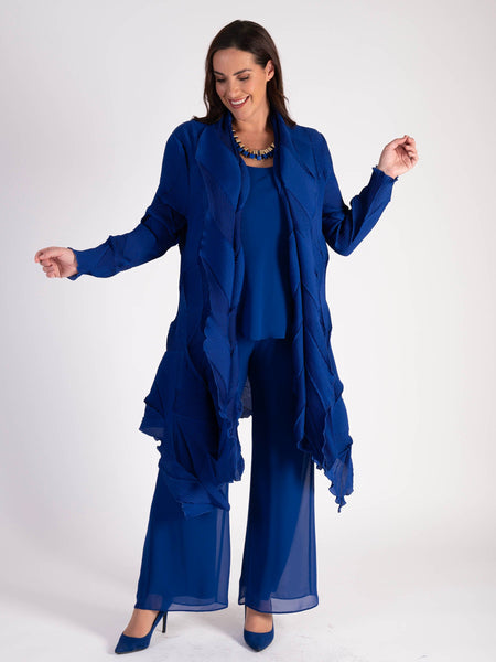 Cobalt 3-D Pleated Long Shrug