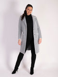 White/Black Houndstooth Knitted Coat
