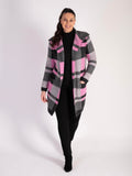 Black/Pink Checked  Knitted Coat
