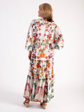 Cream/Multi Floral Boarder Print Tiered Maxi Skirt