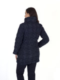 Navy Bonfire Embroidered Quilted Coat