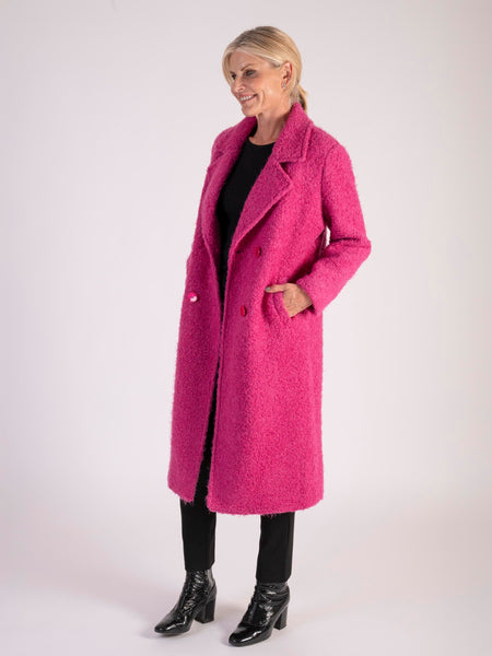 Raspberry Soft Textured Wool Mix Coat