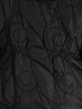 Black Swirl Embroidery Quilted Coat with Knitted Collar