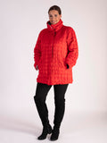 Red/Abstract Quilted Reversible Zip Jacket