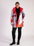 Red/Abstract Quilted Reversible Zip Jacket