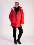 Red/Abstract Quilted Reversible Zip Jacket