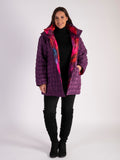 Purple/Abstract Quilted Reversible Zip Jacket