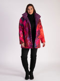 Purple/Abstract Quilted Reversible Zip Jacket