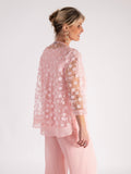 Blossom 3-D Embroidered Mesh Jacket with Chiffon Trim