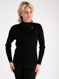 A Black Roll Neck Jumper With Button Detail