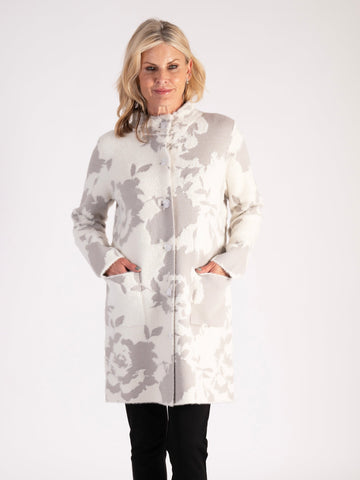 A Grey Knitted Floral Coat