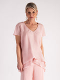Blossom Double Layer Split Sleeve V-Neck Top