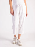 White Linen Mix Trousers With Pockets