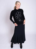 Black/Grey Diamanté Square Motif Mock Neck Sweater