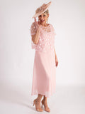 Blossom Chiffon Dress with 3-D Daisy Embroidered Mesh Overtop
