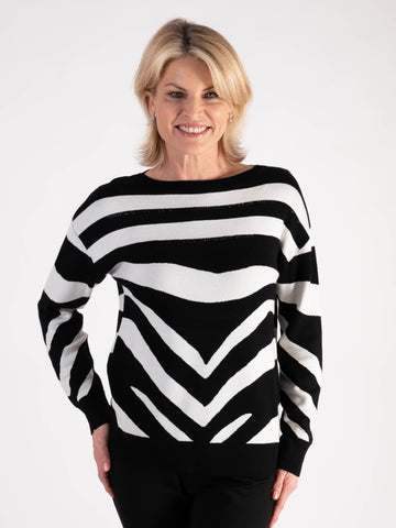 A Black/White Abstract Zebra Pattern Jumper