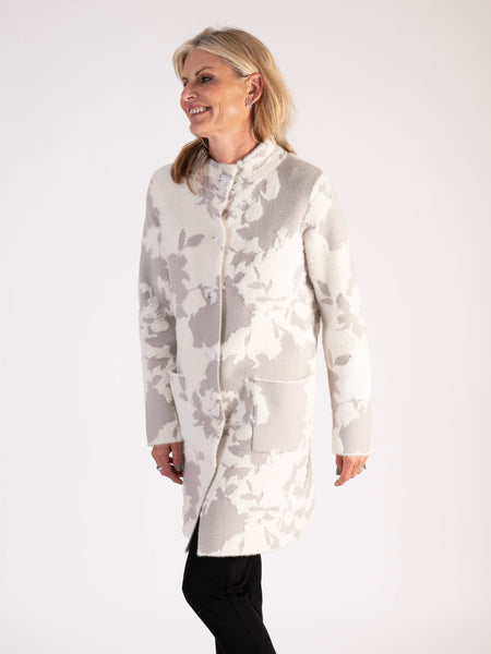 A Grey Knitted Floral Coat