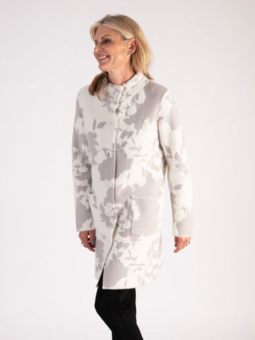 A Grey Knitted Floral Coat