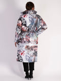 Grey/Japanese Print Quilted Reversible Zip Long Coat