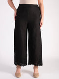 Black Embroidered Linen Trouser