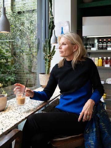 A Black/Cobalt Turtleneck Jumper
