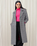 Grey Coat with Houndstooth Collar