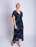 Navy/White Silk Floral Devoree Dress