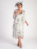 Aqua Blossom Silk Burnout Sleeveless Dress