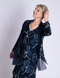 Navy/White Silk Floral Devoree Dress