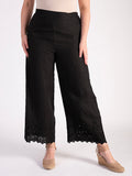 Black Embroidered Linen Trouser
