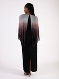 Signature Black and Silver Jersey Dress with Metallic Embellished Cape