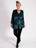 Teal/Black Château Jardin Kimono Velvet Devore Jacket