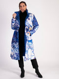 Cobalt/Purple Maze Quilted Reversible Zip Long Coat