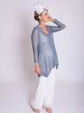 Platinum Lace Cardigan with Gold Foil Shimmer