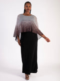 Signature Black and Silver Jersey Dress with Metallic Embellished Cape