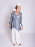 Platinum Lace Cardigan with Gold Foil Shimmer