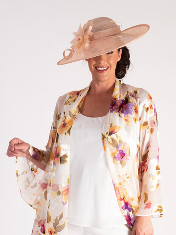 Pink Medium Hatinator with Central Flower & Quills