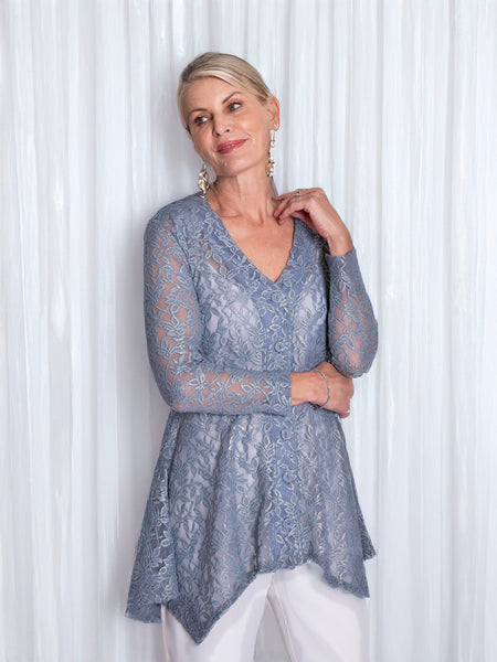 Platinum Lace Cardigan with Gold Foil Shimmer
