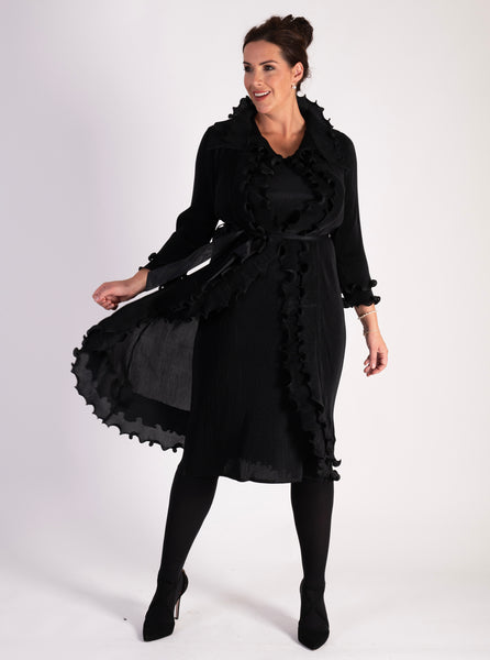 Black Pleated Dress & Frill Jacket