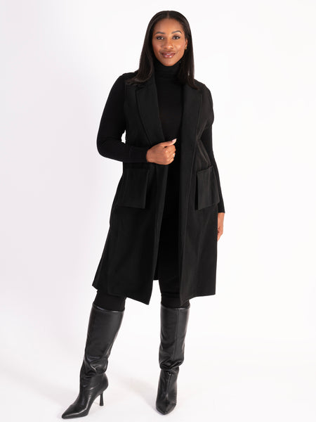 Frank Lyman Black Notch Neck Longline Gilet - Promotion Until 31th October 2024