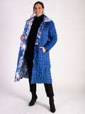 Cobalt/Purple Maze Quilted Reversible Zip Long Coat