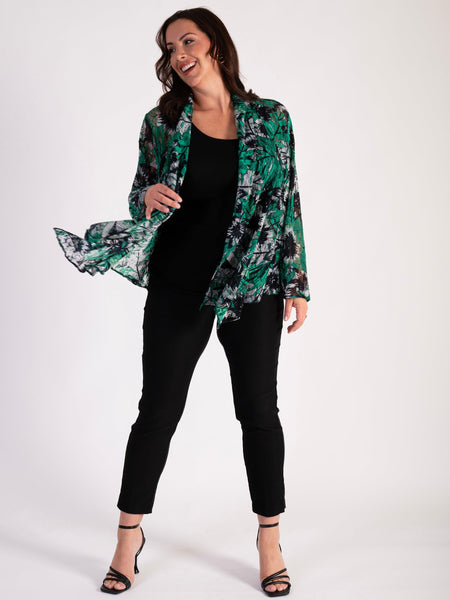Green/Navy/Ivory Oasis Printed Mesh Shrug