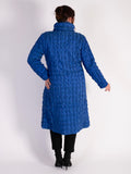 Cobalt/Purple Maze Quilted Reversible Zip Long Coat