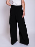 Black Wide Leg Crepe Trouser